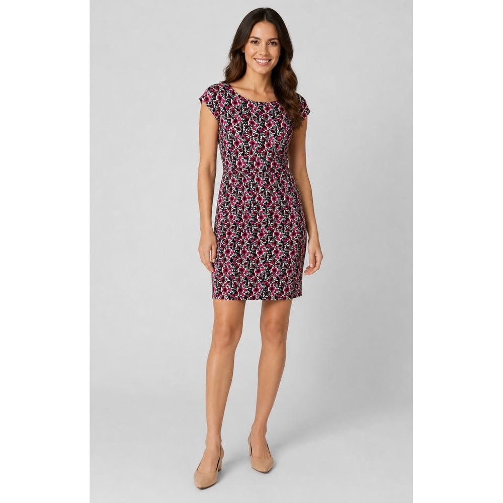 Boden Florrie Jersey Dress Women 4R White Pink Flower Print Cotton Pockets Fairy